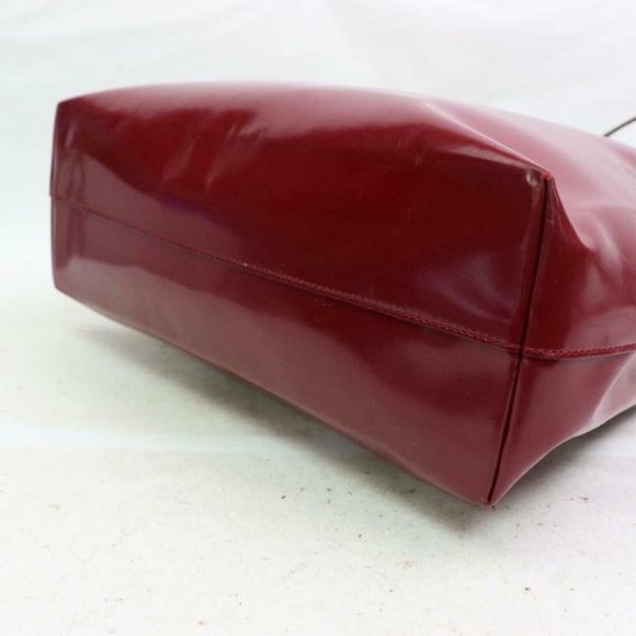 Prada Satchel Style Or Purse Red Patent Leather And Red Leather Tote - Picture 2 of 9